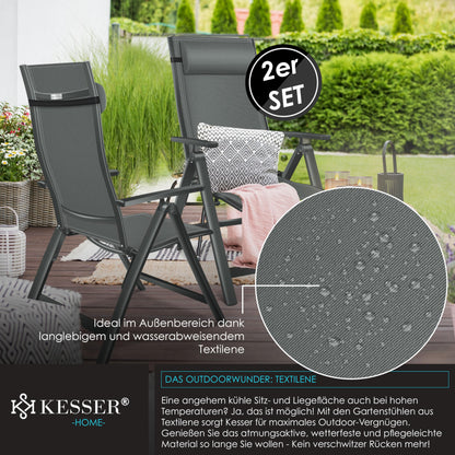 KESSER® 2er Set Gartenstuhl Hochlehner Klappstuhl Alu Anthrazit