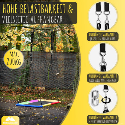 WOLKENGLÜCK Nestschaukel eckig 150x80 cm, 3-in-1 bis 200 kg