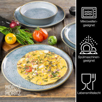 Moritz & Moritz TERRA 36-tlg Geschirrset - Azurblau 12 Personen