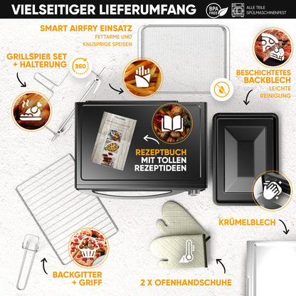 Stillstern CYCLONE PRO+ Minibackofen 60L mit Umluft Airfryer