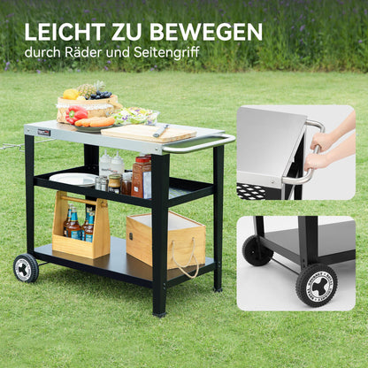 Royal Gourmet Servierwagen 3-Etagen Edelstahl Küchenwagen - 85x50cm