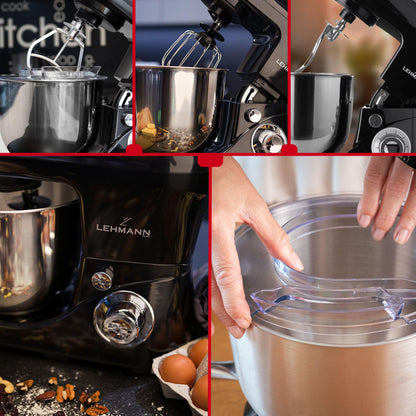 Lehmann Planetarische Küchenmaschine Rührgerät 2200W 5L Schwarz