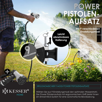 KESSER Automatische Wasserschlauchtrommel 32m Garten Grau