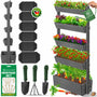 KESSER Hochbeet 5 Etagen Blumentreppe aus Tannenholz, Anthrazit – Pflanztreppe mit Gartenvlies und Schaufelset