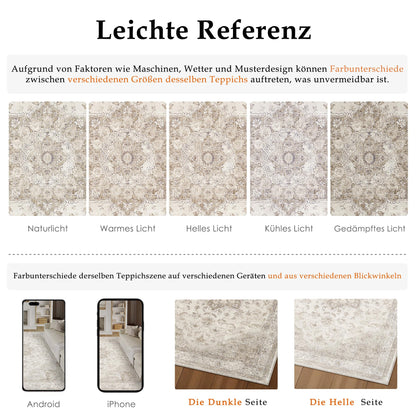 PureCozy Vintage Teppich Beige 200 x 300 cm waschbar rutschfest