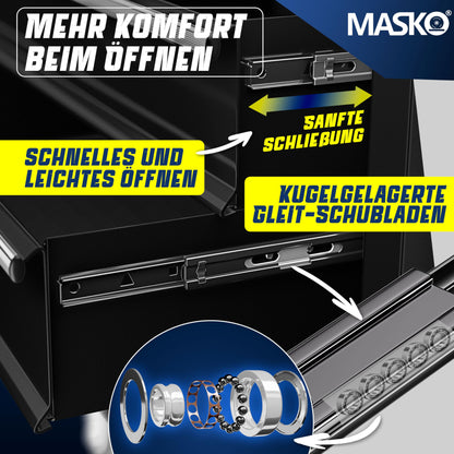 MASKO Werkstattwagen 5 Schubladen Schwarz Abschliessbar