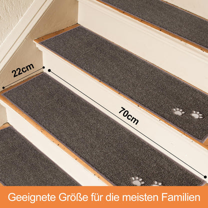 BEQHAUSE Stufenmatten rutschfest Set – 15 Stk. Braun 22x70cm