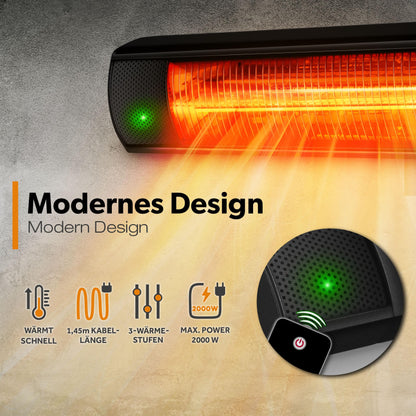 TRESKO Infrarot Terrassenstrahler 2000W - Fernbedienung