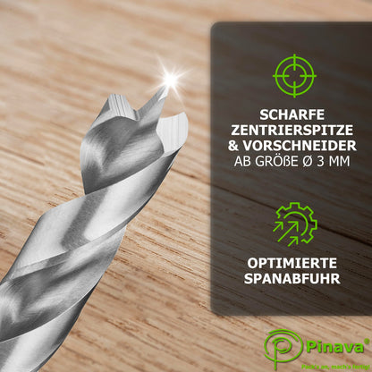Pinava Holzbohrer Set 1-13 mm, 25-teilig, HSS-G Bohrerset