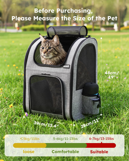pecute Haustier-Rucksack XL für Katzen und Hunde, faltbar, grau