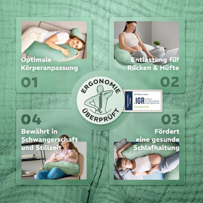 sei Design XXL Stillkissen 190x35 cm, Musselin-Bezug aus Bio-Baumwolle