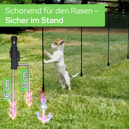 Arebos Begrenzungszaun 15 m, mobiler Gartenzaun mit 9 Pfosten