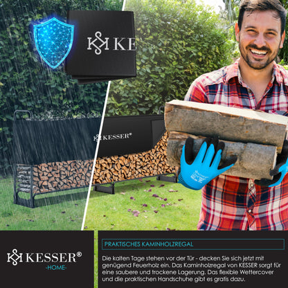 KESSER Kaminholzregal Metall Outdoor 260x117cm mit Abdeckung