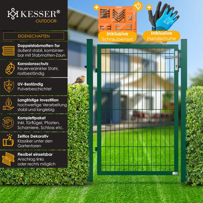 KESSER® Premium Gartentor Stabmattenzaun verzinkt – 140x106cm Grün