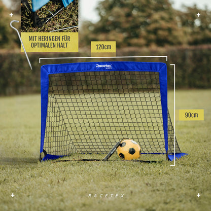 Racetex Fussballtor Kinder 2er-Set, faltbar, mit Tragetasche, blau