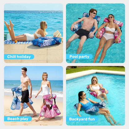 Sloosh Pool-Schwimmstuhl aufblasbar, 2er-Set mit Stoffbezug