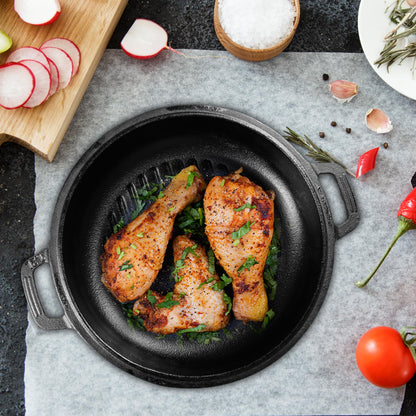 KICHLY Dutch Oven Gusseisen 4,7 Liter mit Grillpfannendeckel