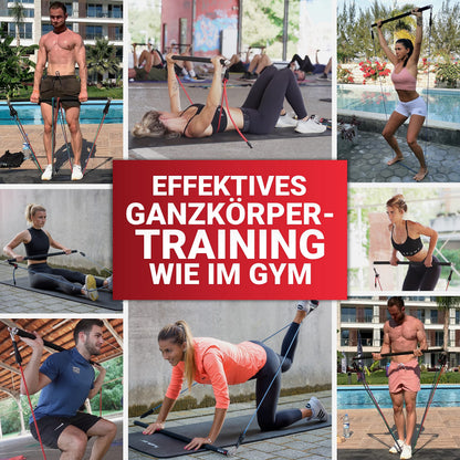 RED RAB Smart Workout Bar Fitness Stange Set – 5 Widerstandsbänder