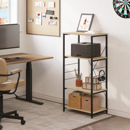 WOLTU Küchen Standregal Holz Stahl - 4 Ablagen Hell Eiche Schwarz