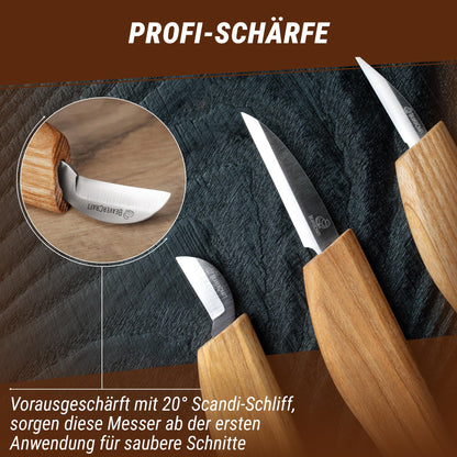 BeaverCraft Holzschnitzmesser-Set S15 – Schnitzset für Anfänger