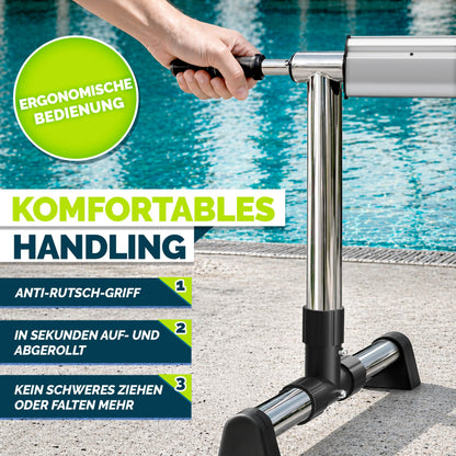 tillvex Pool Aufroller 3-5,70 m mit Vollgummireifen und Thermometer