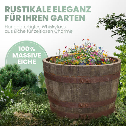 Temesso Halbes Whiskyfass aus Eiche, schottisch, natur unbehandelt
