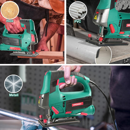 HYCHIKA Stichsäge 800W mit Laser, 110 mm Schnitttiefe, 6 Blätter