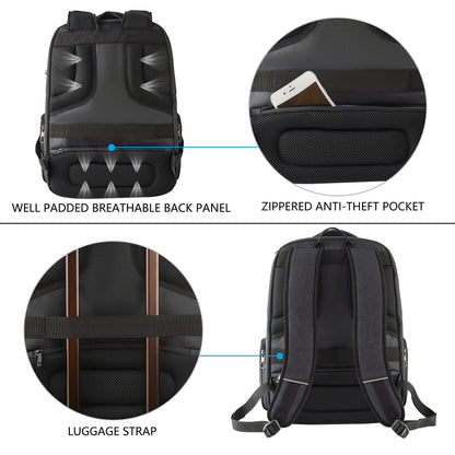 KROSER Laptop Rucksack Business 17,3 Zoll wasserabweisend Schwarz