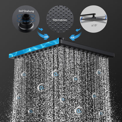 HOMELODY Duschsystem Thermostat Regendusche - Schwarz