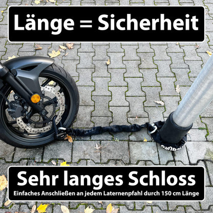 KOHLBURG Alcatraz Motorrad Sicherheits Kettenschloss - 150cm VdS