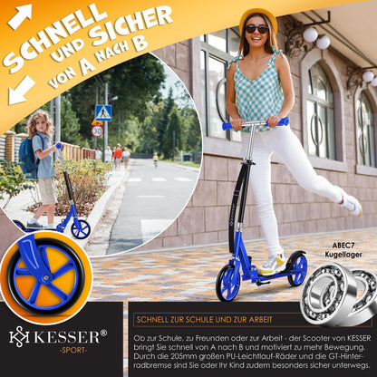 KESSER Shark City-/Tretroller Kickscooter klappbar blau