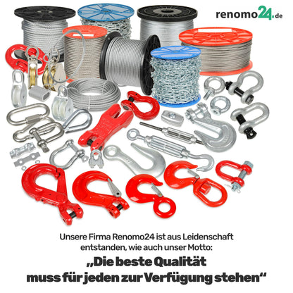Renomo24 Drahtseil Set 6 Stahlseil-Set - 40m 5mm verzinkt