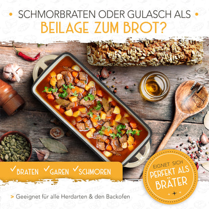 KRUSTENZAUBER Gusseisen Brotbackform mit Deckel – 28cm Emaille