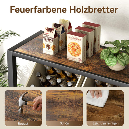 pickpiff Getränkekistenregal Metall mit Holzablage, 2 Ebenen, schwarz