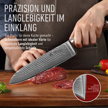 Wakoli EDIB 3er Damastmesser Set | Küchenmesser