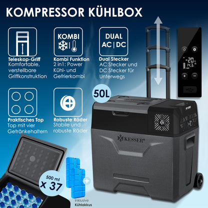 KESSER Kompressor-Kühlbox 50 L elektrisch mit App-Steuerung