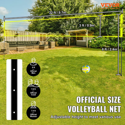 VEVOR Volleyballnetz Set, höhenverstellbar, mit Ball & Tragetasche