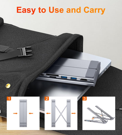 Mukiya HUB-M48 USB-C Dockingstation mit Laptop-Ständer, 8-in-1