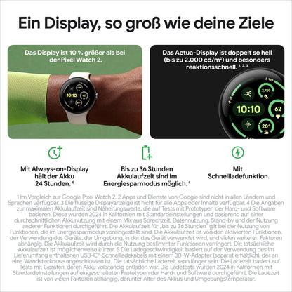 Google Pixel Watch 3 Android Smartwatch - 41mm LTE Silber poliert