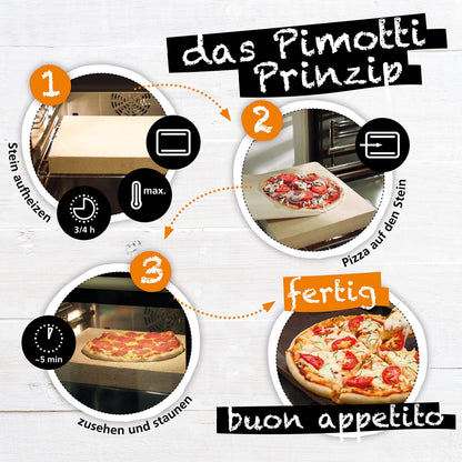 Pimotti Pizzastein aus Schamott 40 x 30 cm für Backofen und Grill