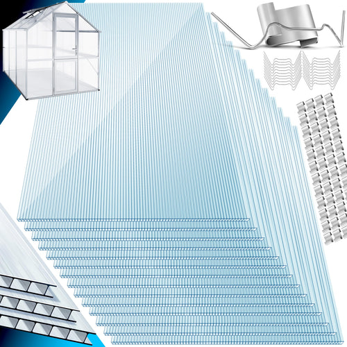 KESSER Polycarbonat Hohlkammerstegplatten 4mm – 14x 70x150cm, transparente Stegplatte für Gewächshausdächer.