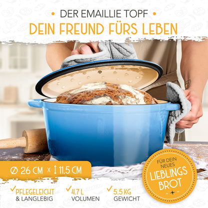 KRUSTENZAUBER Gusseisen Brotbacktopf - Emaille 26cm