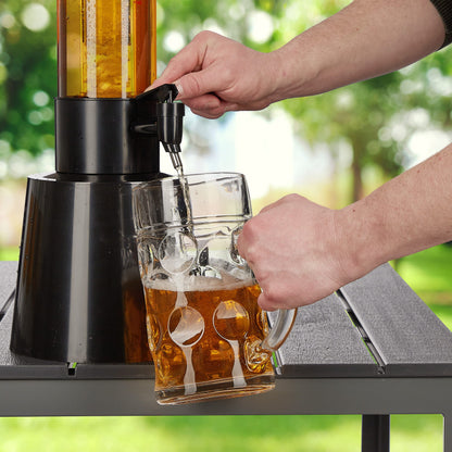Relaxdays Biersäule 3L Zapfsäule Kühlfunktion Transparent