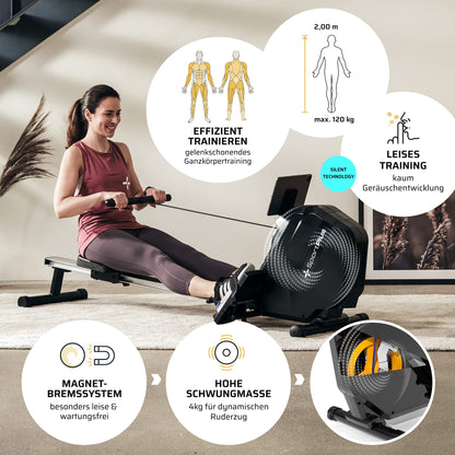 SportPlus Rudergerät klappbar für Zuhause – Magnetwiderstand
