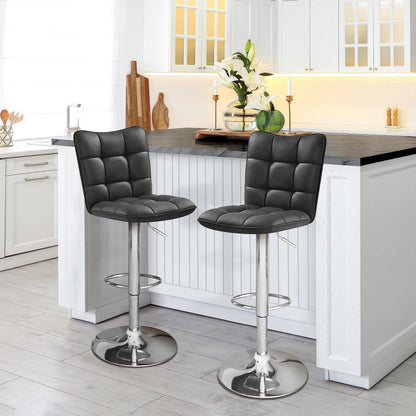 Yaheetech 2er Set drehbar Kunstleder Barhocker - Schwarz