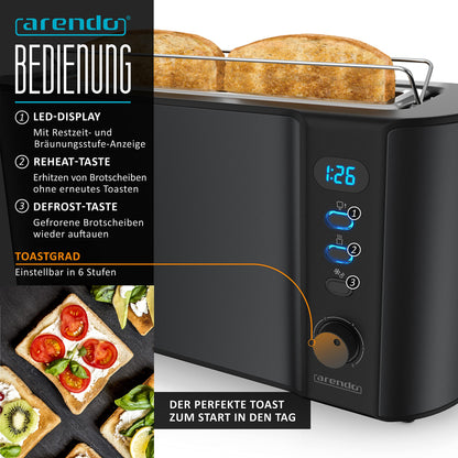 Arendo Wasserkocher 1.5L & Toaster Set Edelstahl Schwarz