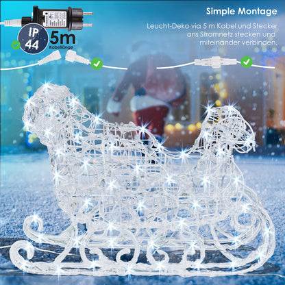 KESSER LED Rentiere mit Schlitten 240er weiss – Aussen & Innen