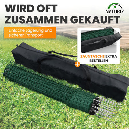 NATURIZ Weidezaun 105x25m mobil ohne Strom extra hoch - Grün