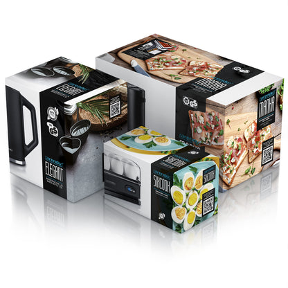 Arendo Wasserkocher Toaster Eierkocher Set – Schwarz Edelstahl
