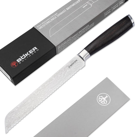 Böker Solingen Meisterklinge Damast Brotmesser 20cm Wellenschliff